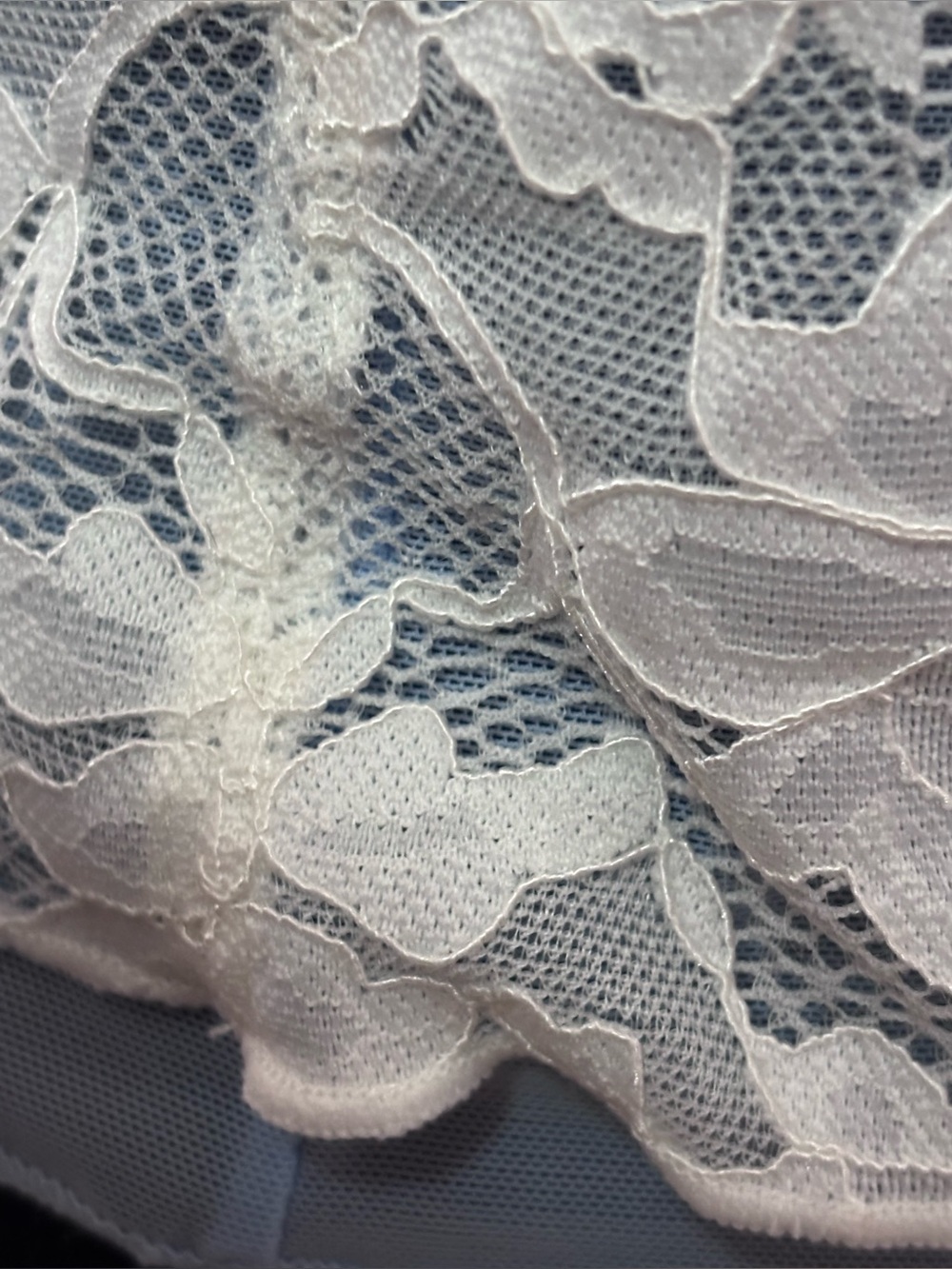 Pastel Blue & White Coquette Floral Lace Sheer Bow Corset Bustier Top - Medium - Picture 4 of 16